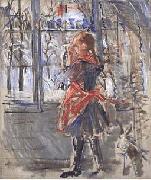 Berthe Morisot L Enfant au Tablier Rouge, a sketch France oil painting artist